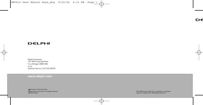 Delphi SKYFi2 Satellite Radio Receiver User Manual - cover page