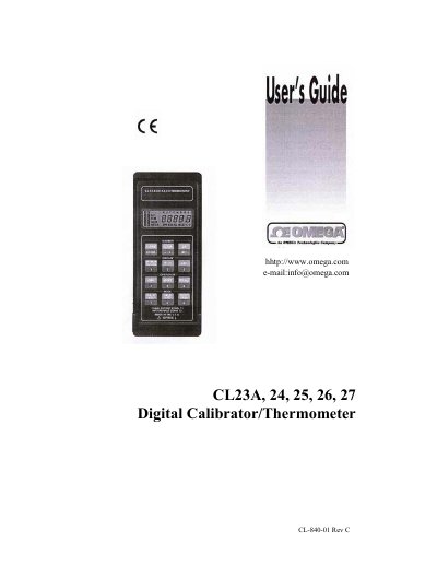 Omega CL23A-CL27 Digital Calibrator/Thermometer User Manual - cover page