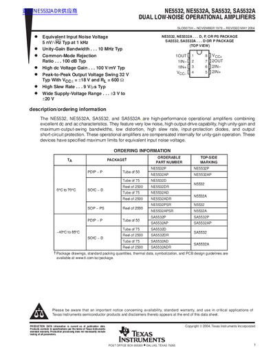 Texas Instruments NE5532/NE5532A/SA5532/SA5532A Datasheet - cover page