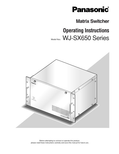Panasonic WJ-SX650 Series Matrix Switcher Operating Instructions - cover page