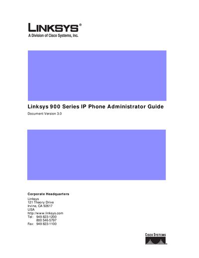 Linksys 900 Series IP Phone Administrator Guide - cover page