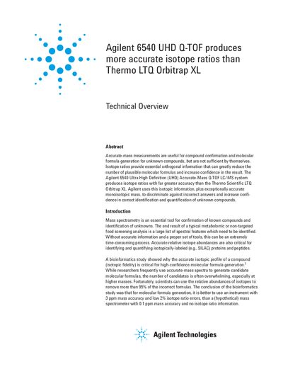 Agilent 6540 UHD Q-TOF Technical Overview - cover page
