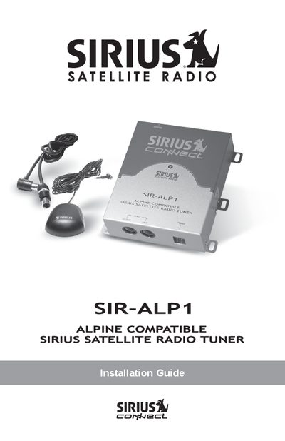 SIRIUS SIR-ALP1 Installation Guide - cover page