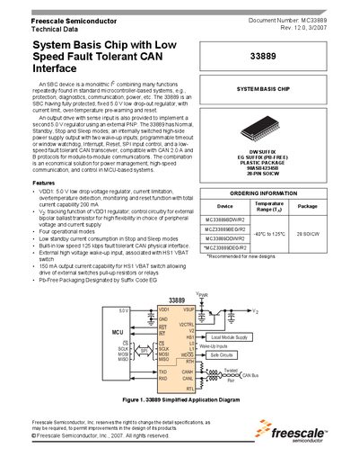 Freescale MC33889 Datasheet - cover page