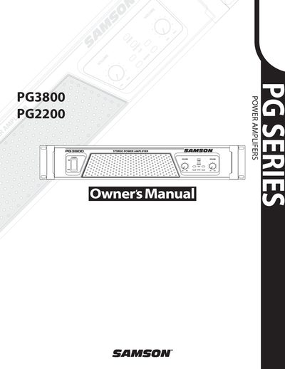Samson PG2200/PG3800 Stereo Power Amplifier Owners Manual - cover page