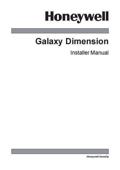 Honeywell Galaxy Dimension Installation Manual - cover page