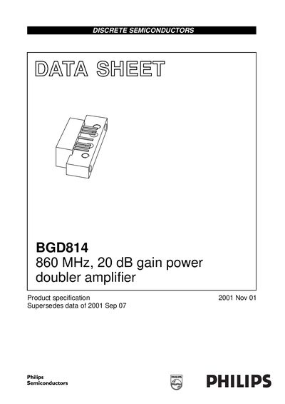 Philips BGD814 860 MHz Power Doubler Amplifier Datasheet - cover page
