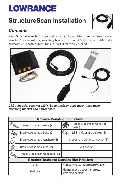 Lowrance LSS-1 StructureScan Installation Guide - cover page