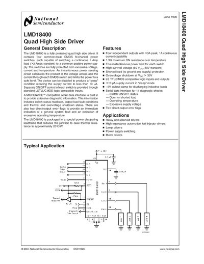 National LMD18400 Quad High Side Driver Handbook - cover page