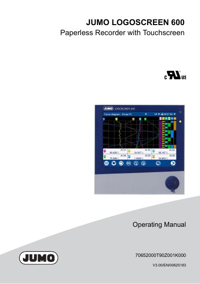 JUMO LOGOSCREEN 600 Paperless Recorder Operating Manual - cover page