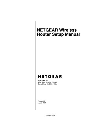 NETGEAR Wireless Router Setup Manual - cover page