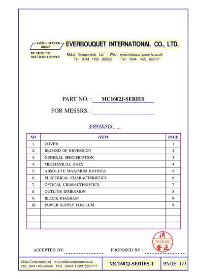 Everbouquet MC1602J Series Datasheet