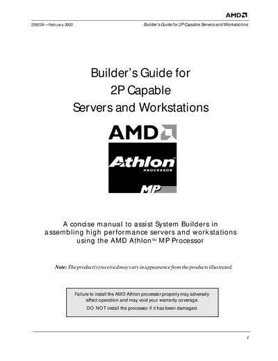 AMD 2P Capable Servers Workstations Manual - cover page
