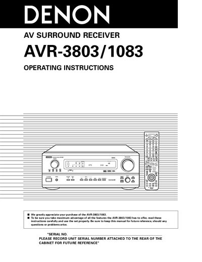Denon AVR-3803/1083 Operating User Manual - cover page