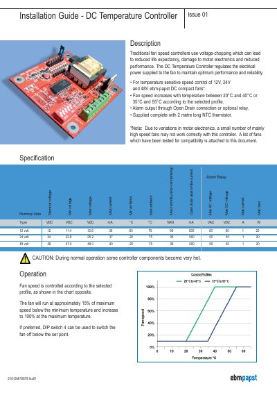 ebm-papst 210-OMI10878 DC Temperature Controller Installation Guide - cover page