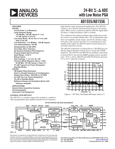 Analog Devices AD1555/AD1556 Datasheet Rev B - cover page