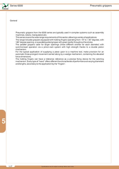 General Pneumatic Grippers 6300 Series Technical Data Sheet - cover page