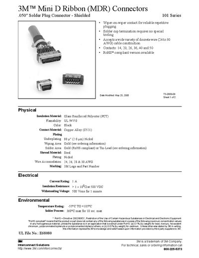 3M 101 Series Mini D Ribbon (MDR) Connectors Handbook