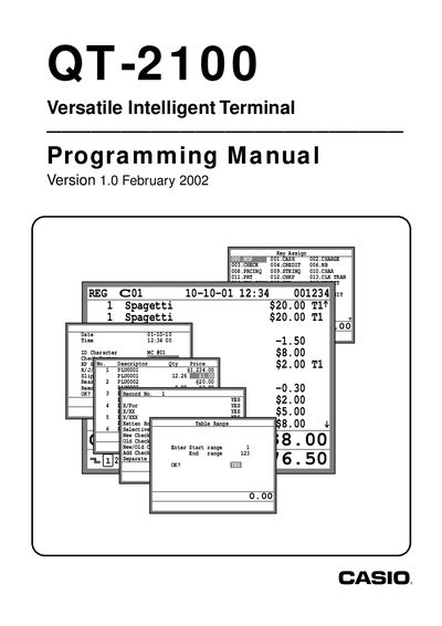 Casio QT-2100 Programming Manual - cover page