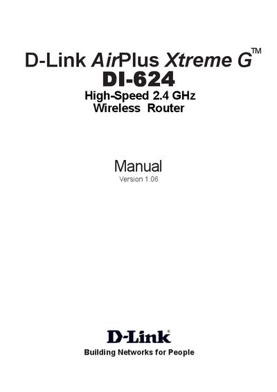 D-Link DI-624 Wireless Router User Manual - cover page