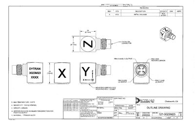 Dytran 3023M23 Tri-axial Accelerometer Datasheet - cover page