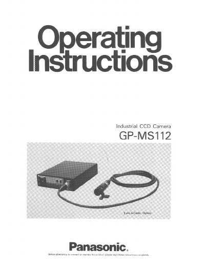 Panasonic GP-MS112 Industrial CCD Camera User Manual - cover page