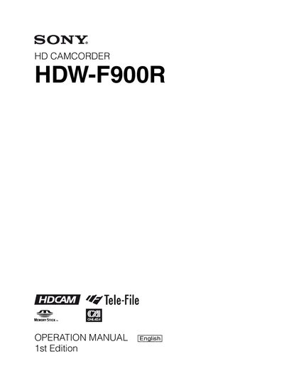 Sony HDW-F900R HD Camcorder Operation Manual