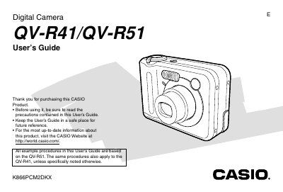 Casio QV-R41/QV-R51 Digital Camera User's Guide - cover page