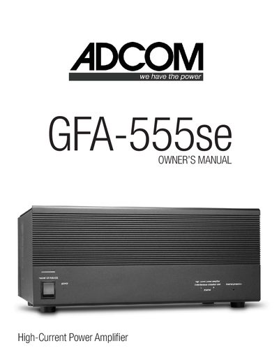 Adcom GFA-555se High-Current Power Amplifier Owner's Manual - cover page