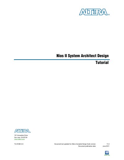 Altera Nios II System Architect Design Tutorial - cover page