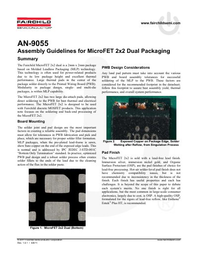 FAIRCHILD AN-9055 Assembly Guidelines for MicroFET 2x2 Dual Packaging handbook - cover page