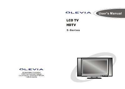 Syntax-Brillian OLEVIA 5-Series LCD TV User Manual - cover page