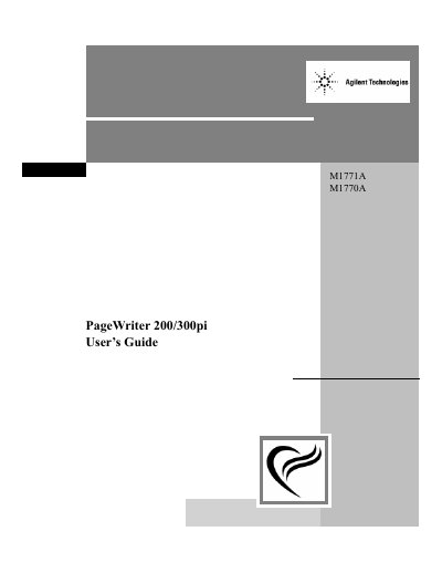 Agilent M1771A/M1770A PageWriter 200/300pi Cardiograph User's Guide - cover page