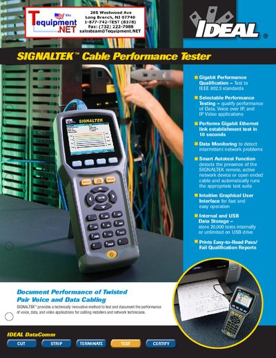 IDEAL SIGNALTEK Cable Performance Tester User Manual - cover page