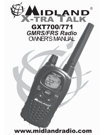 Midland GXT700/771 GMRS/FRS Radio Owner's Manual - cover page