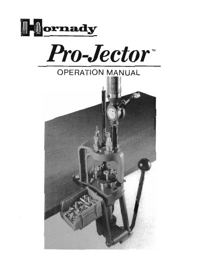 Hornady Pro-Jector Reloading Press Operation Manual - cover page