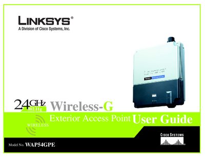 Linksys WAP54GPE Wireless-G Exterior Access Point User Manual - cover page