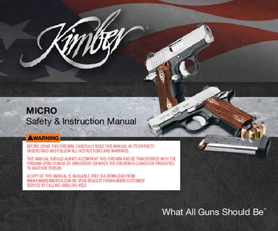 Kimber Micro Pistol Models Safety and Instruction Manual