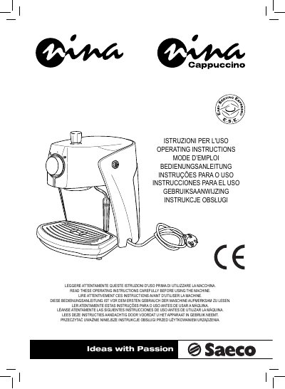Saeco SIN026X Coffee Machine User Manual - cover page