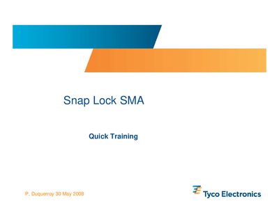 Tyco Snap Lock SMA Quick Training - cover page