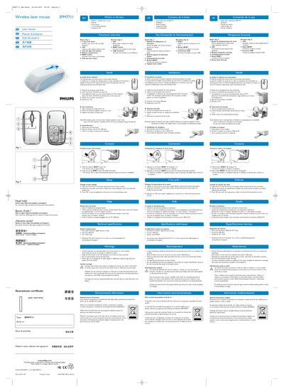 Philips SPM7711 Wireless Laser Mouse User Manual