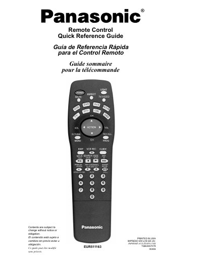 Panasonic EUR511163 Manual - cover page
