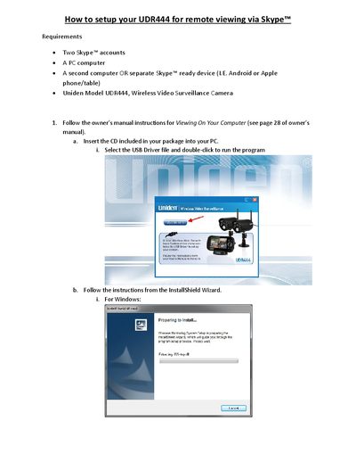 Uniden UDR444 Wireless Video Surveillance Camera Setup Guide - cover page