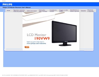 Philips 190VW9 LCD Monitor User Manual - cover page