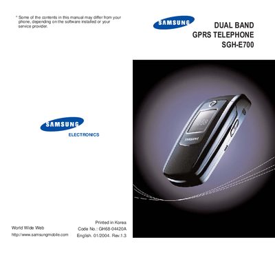 Samsung SGH-E700 User Manual - cover page