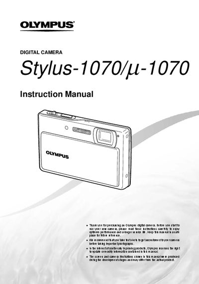 Olympus Stylus-1070 Digital Camera Instruction Manual - cover page