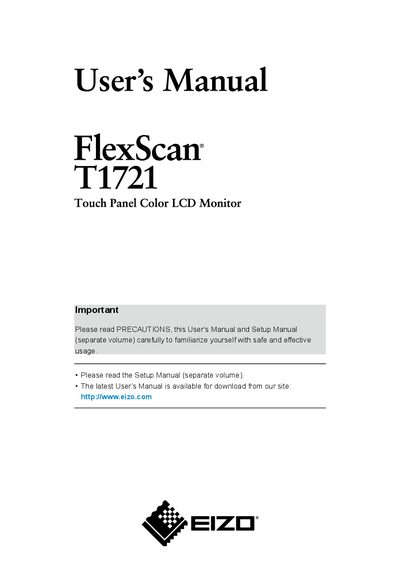 EIZO T1721 LCD Monitor User Manual - cover page