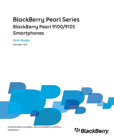 BlackBerry Pearl 9100/9105 Smartphone User Guide - cover page