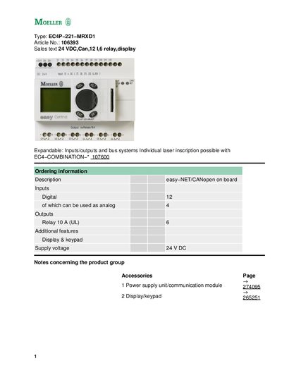 Moeller EC4P-221-MRXD1 User Manual - cover page