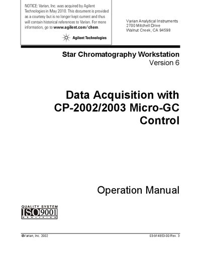 Agilent CP-2002/2003 Micro-GC Control Operation Manual